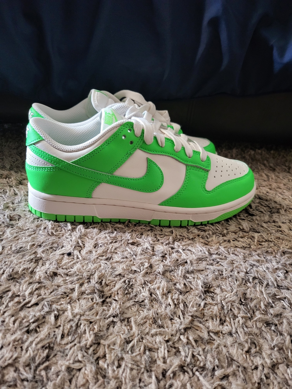 Nike Dunks White and Neon Green Shoes Womens Size 7.5 Youth 6